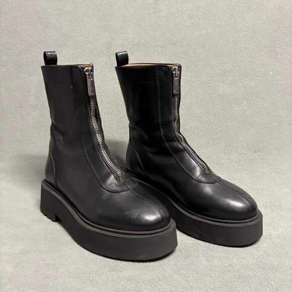 Flattered Alma Black Leather‎ Zipped Ankle Boots Women’s 36 - Picture 1 of 13